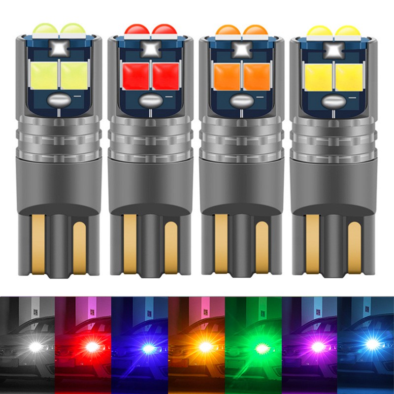 1Pcs 12-24V ไฟหรี่ led T10 W5w 194 168 Car Led Light 3030 10Smd Canbus Error Free Auto Interior Side Turn Bulb Lamp Amber Yellow Oragne