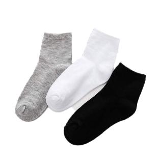 3pairs Socks Mens Cotton Socks Four Seasons Sports Socks Black and White Gray Solid Color Business Socks