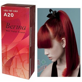 (พร้อมส่ง) 🔥Berina A20~A24🔥สีย้อมผมสีแดงทับทิม/สีเทาอ่อน/สีแดงสด/สีบานเย็น Berina A20/A21/A23/A24