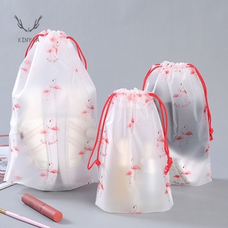 Travel Drawstring Storage Bag Flamingo Waterproof Frosted Gift Storage Bag Drawstring Clothes Cosmetics