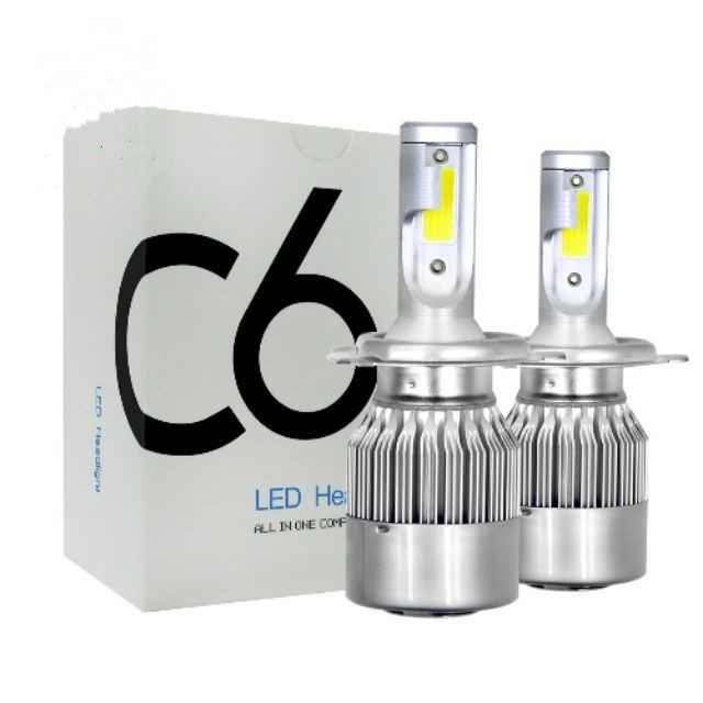 DUBE หลอดไฟหน้า LED ไฟหน้ารถ 1 คู่ COB H4 C6 10800LM 120W 6000K