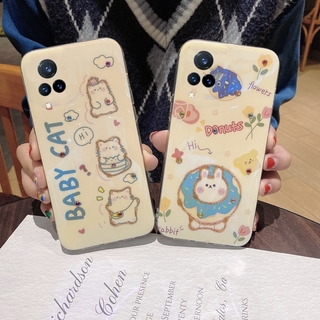 The New เคสโทรศัพท VIVO V21 5G Case เคส Glitter Rhinestone Rabbit and Cat Cartoon Phone Case TPU Protective Soft Back Cover