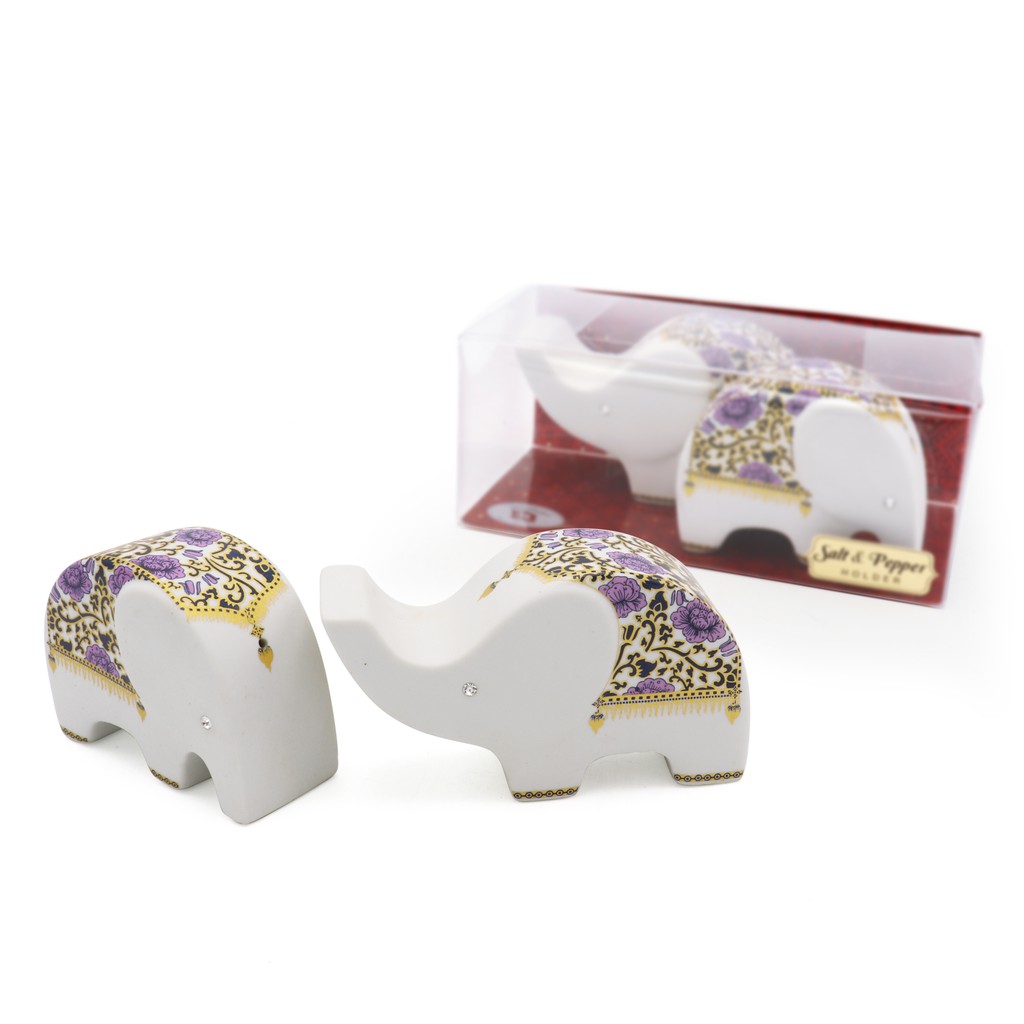 ขวดเกลือพริกไทย ช้างเซรามิกใส่เกลือและพริกไทย ลายสยาม12 จำนวน 1 คู่ Salt & Pepper Set ของแต่งครัว ของฝาก ของขวัญ