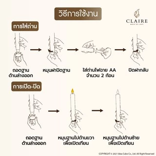 แคร์ล ธูปใช้ถ่าน 15 ซม ชุดธูปเทียนไฟฟ้า LED เทียน 22 ซม. สีขาว พร้อมรีโมท ตั้งเวลาปิด