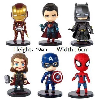 ตุ๊กตา SpiderMan Thor Captain America Super--man สําหรับตกแต่งเค้ก 4 ชิ้น 6 ชิ้น