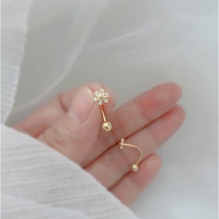 107-littlegirl gifts-Six Petal  flower screw  earrings จิวต่างหูตัวยูรูปกลีบดอกไม้