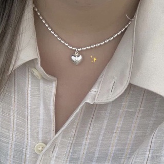 winterwinter silver925 jewelry : สร้อยคอจี้ หัวใจ สร้อยลาย hotdog