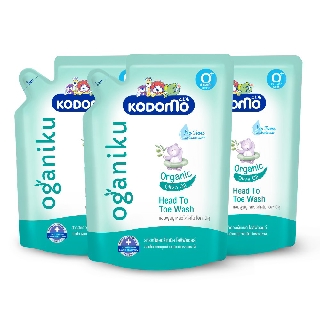 KODOMO Oganiku Head to Toe Wash แชมพูสบู่เหลว โคโดโม โอกานิคุ Organic Olive Oil 380 มล. 3 ถุง
