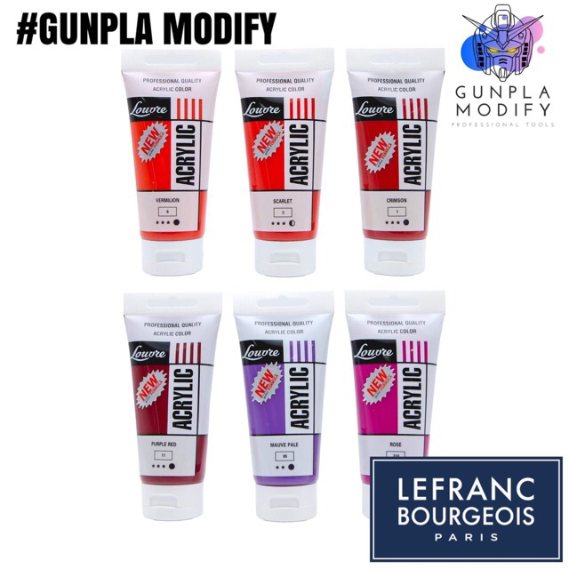 สีน้ำอะคริลิค PYRAMID จากประเทศฝรั่งเศส 80 ml Vermilion Scarlet Crimson Purple Red Rose Mauve