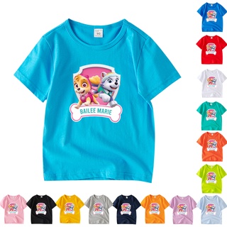 เสื้อยืดคอกลม แขนสั้น ผ้าฝ้าย 100% พิมพ์ลาย Paw Patrol 8 สี สําหรับเด็ก AAA019