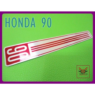 HONDA 90 FRONT SHIELD ALUMINIUM PLATE "RED" (3.5x13 cm.) // เพลทหน้า HONDA 90 อลูมิเนียม พร้อมโลโก้ สีแดง