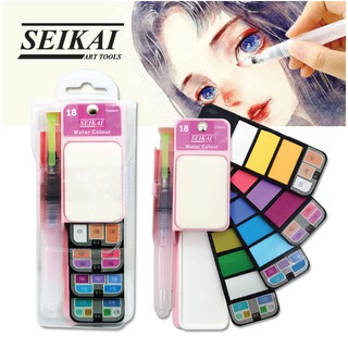 สีน้ำ Pocket Pastel 18 สี พร้อมพู่กันแทงค์ 1 อัน SEIKAI พับเก็บได้ พกพาง่าย