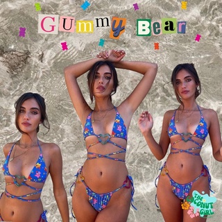 New in 2022 Gummy Space Bear Bikini🪐🧸☄️ พร้อมส่ง บิกินี่สายฝอ ลายกัมมี่แบร์อวกาศ แต่งห่วงรูปหัวใจ ชุดว่ายน้ำ ชุดไปทะเล