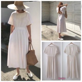 White Linen Triangle Back Cut Dress