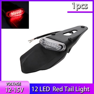 1pc 12V-15V For Enduro Rear Fender Tail Light Motorcycle 12 LED Motorbike Brake Stop Tail Lamp For Supermoto Motocross L