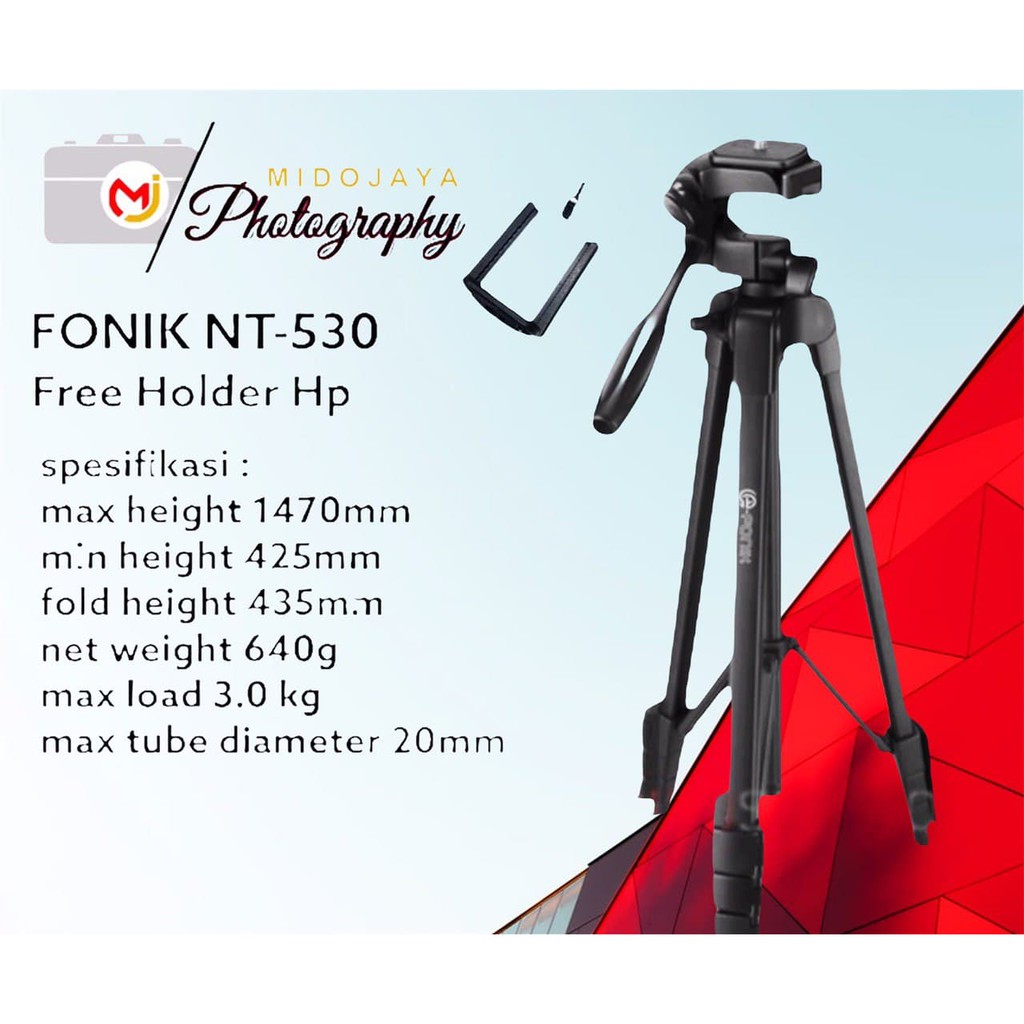 ขาตั้งกล้องและสมาร์ทโฟน HP E-Fonik FT530/Fonik NT-530 ฟรีที่วางโทรศัพท์และกระเป๋า