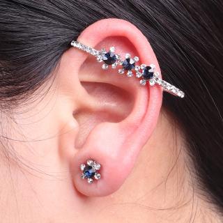 ต่างหูแบบติดหูรูปดอกไม้ Rhinestone