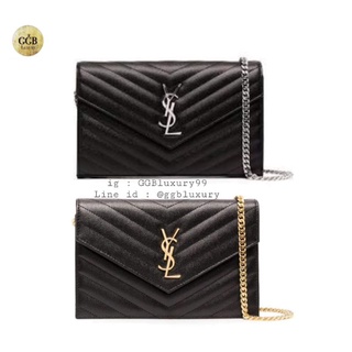 New​ Ysl Envelope​ Woc​ 9.5" Black Silver /Black​ gold​