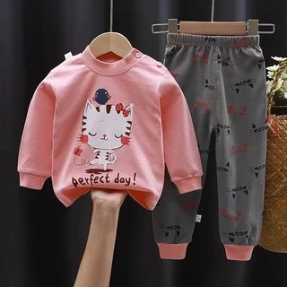 Y89 ชุดนอนเด็ก ชุดนอนเด็กแขนยาว เสื้อแขนยาว+กางเกงขายาว ผ้านิ่มลายน่ารักๆ