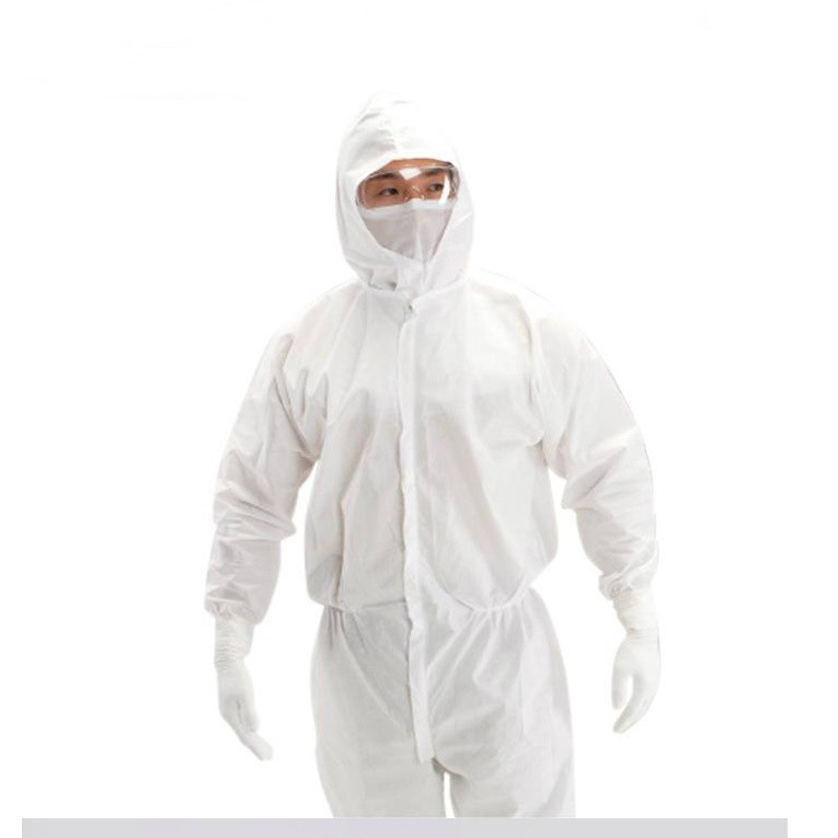ชุด PPE ชุดป้องกัน ชุดหมี สีขาว ป้องกันสารคัดหลั่ง PPNONWOVEN 60 แกรม