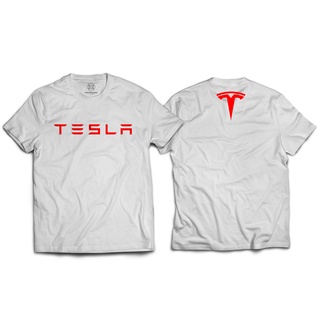 เสื้อซิ่ง TESLA ขาว งานสกรีนพรีเมี่ยม ใส่สบายไม่ร้อน เสื้อยืด