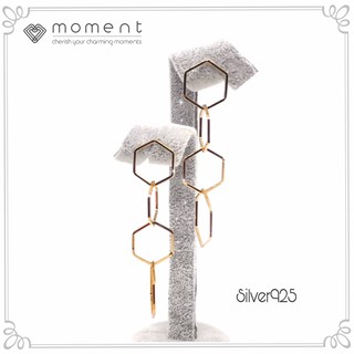 Moment ต่างหู B0014-GD ก้านเงินแท้ 92.5% Nickle Free