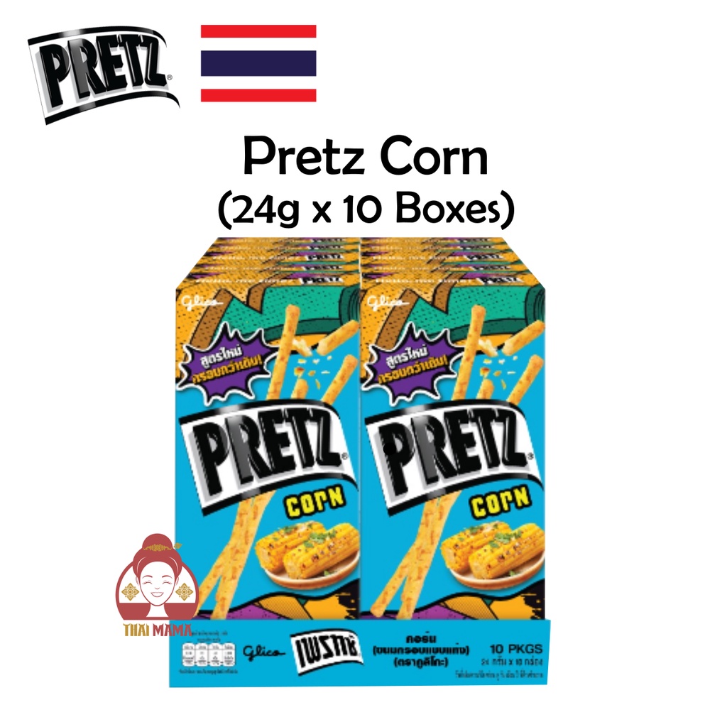 Glico Pretz Corn 24g x 10 กล่อง (แท่งขนมปัง) [ฮาลาล]