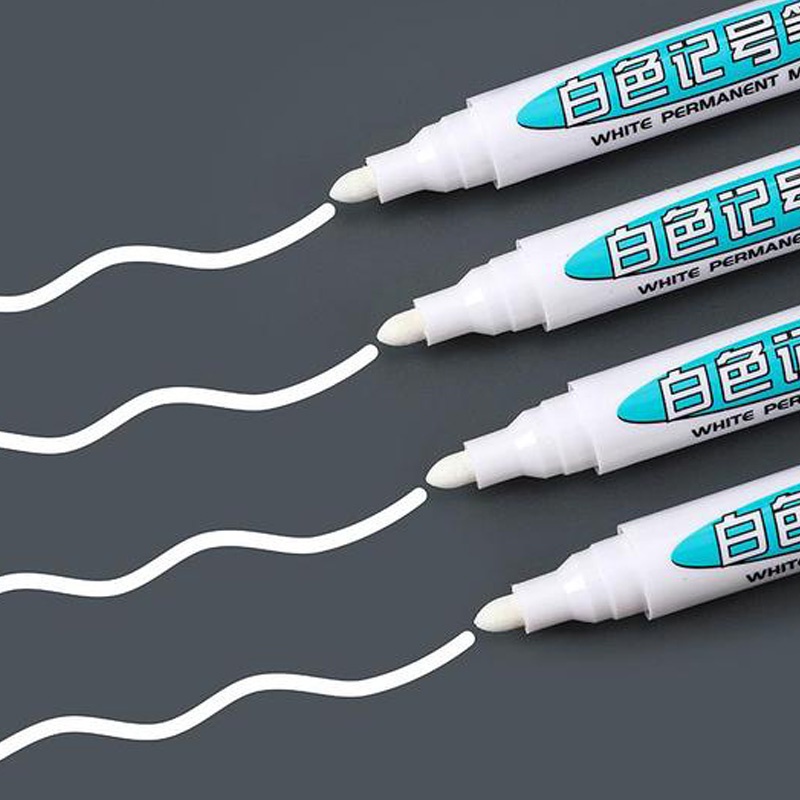 ปากกามาร์กเกอร์ อเนกประสงค์ กันน้ํา แบบแห้งเร็ว ขนาด 1.0 มม. สีขาว สําหรับนักเรียน จํานวน 3 ชิ้น