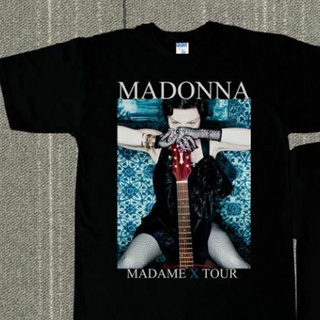 tshirtเสื้อยืดคอกลมฤดูร้อนเสื้อยืด ลาย Madonna Madame X Tour Concert 2019 สีดํา สําหรับผู้ชาย ผู้หญิง S-234Xl Bc233Sto4X