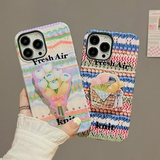 💖New 💖iPhone 14 13 12 11 Pro Max เคส for เคสไอโฟน11 การ์ตูน ดอกไม้ บางเบาพกพาง่าย พร้อมขาตั้ง สไตล์เรียบง่าย Case