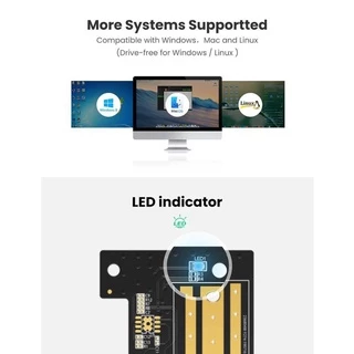 UGREEN รุ่น 70503 M.2 NVME to PCIe 3.0 X4 X8 X16 Adapter Card, Support M-Key or M+B Key PCIe NVMe SSD 2280 2260 2242 22