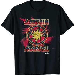 เสื้อยืด  Clothes Captain Marvel Spiral Paint Splatter Logo Graphic T-Shirt