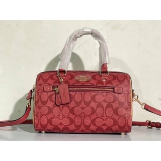 Coach Rowan Satchel With  Garden Plaid Print C8593