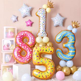 42 Inch Large Doughnut Donut Candy Number Foil Balloons Boy Girl Baby Shower Children Birthday Wedding Party Decorations Kid Toy