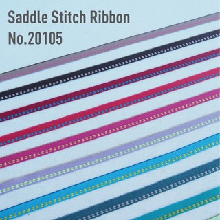 MOMOTARA No.20105 ริบบิ้น ริบบิ้น Ribbon ลายไข่ปลา Saddle Stitch Ribbon ขนาด 1 CM ยาว 36 หลา