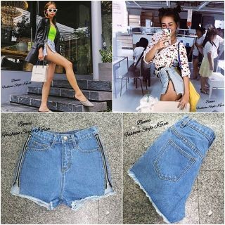 Jeans Fashion Style Korea กางเกงยีนส์ ขาสั้นสียีนส์ มาแรง!! แต่งซิปยาว ทั้ง 2 ข้าง