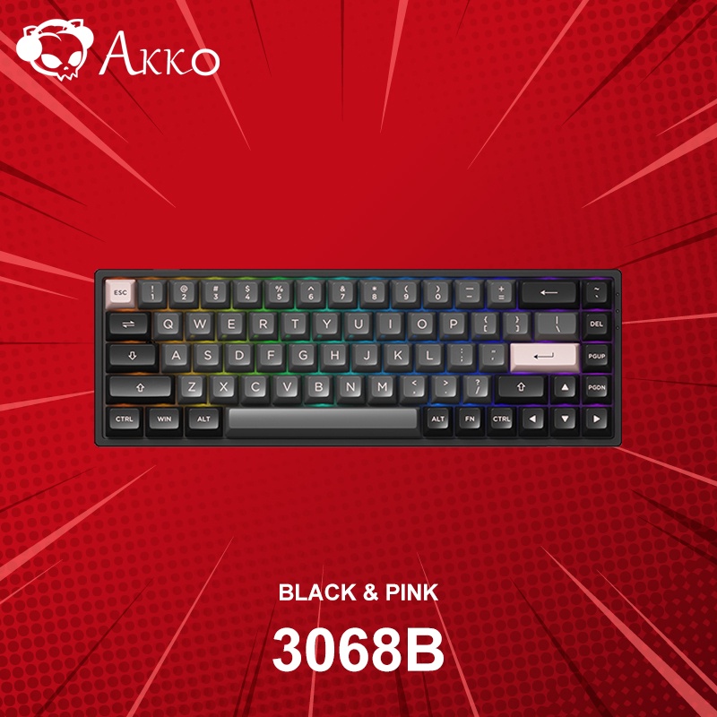 คีย์บอร์ด Akko Black & Pink 3068B ประกันศูนย์ 1 ปี
