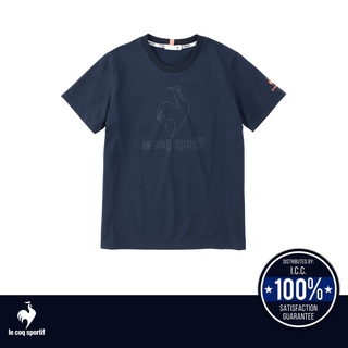 le coq sportif เสื้อเทรนนิ่ง ออกกำลังกาย ผู้หญิง ลายโลโก้ สีกรม (T-shirt, เสื้อยืด, เสื้อออกกำลังกาย, lecoq, เลอค็อก)