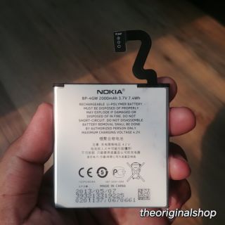 แบตเตอรี่ Nokia Lumia 920 BV-4GW แท้ ใหม่ 【No box】