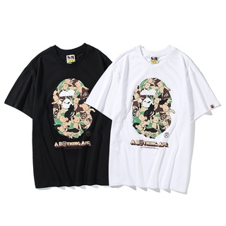 ผ้าฝ้าย 100%B-Ape เสื้อยืดลําลองสําหรับ Unisex ผ้าฝ้ายแขนสั้นลายพรางS-3XL