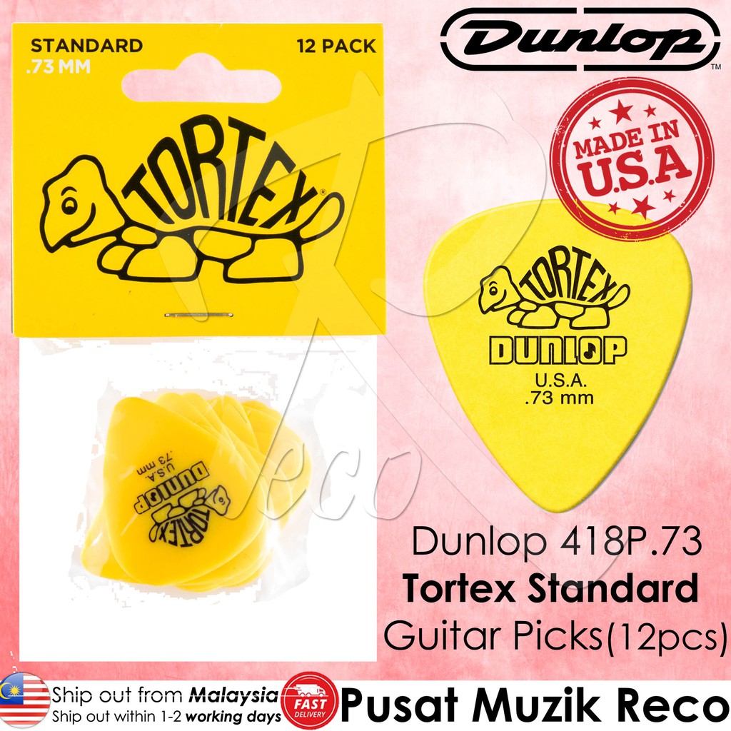 Dunlop 418P073 Tortex Standard 0.73 มม.กีตาร์ Pick Pack (12 ชิ้น) Pemetik Gitar Akustik Elektrik Bass