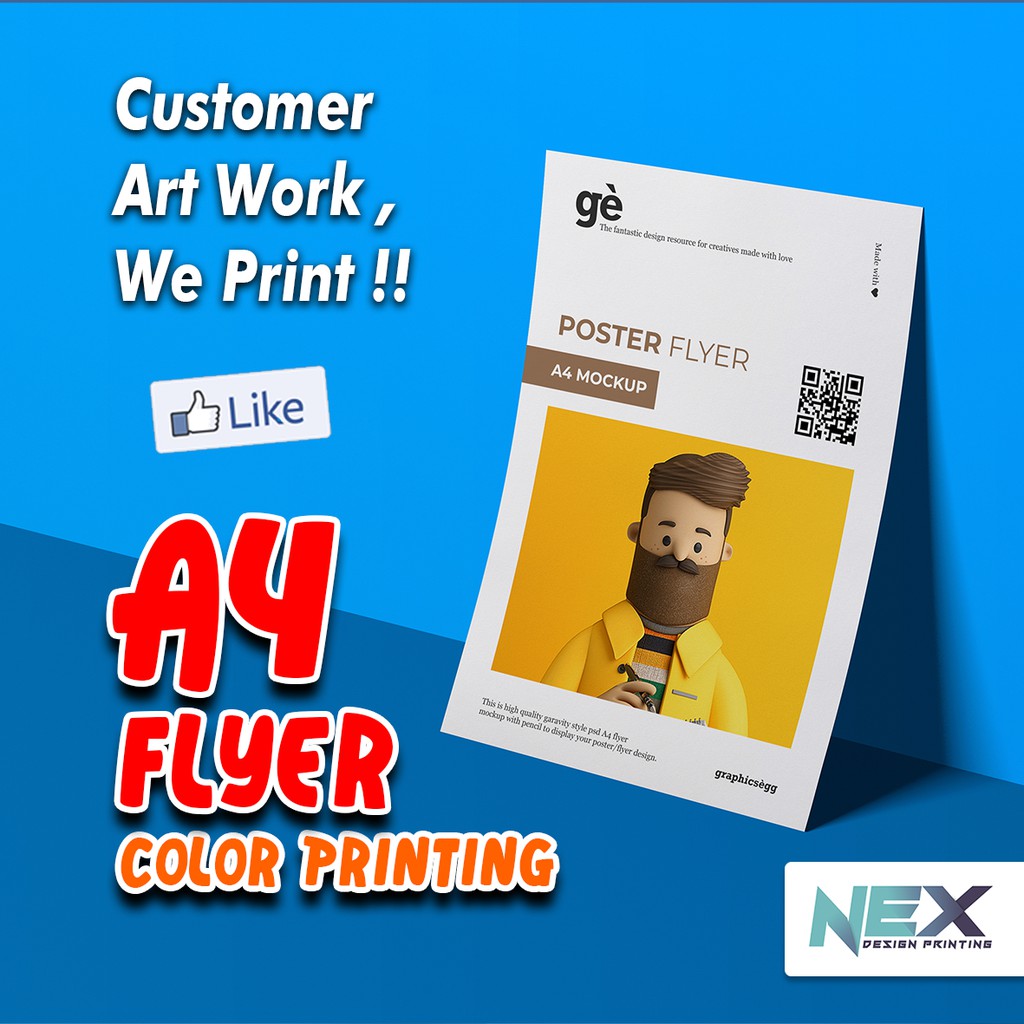 A4 Flyer / Brochure Colour Digital Printing Gloss Art Paper 128g