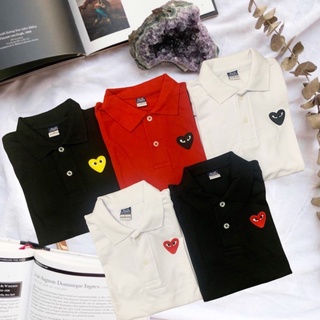 Play CDG เสื้อโปโลแขนสั้น คอปก ปักลายหัวใจ แฟชั่นฤดูร้อน สําหรับผู้ชาย