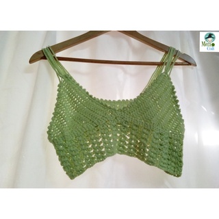 เสื้อถักครอปท็อปสายโซ่