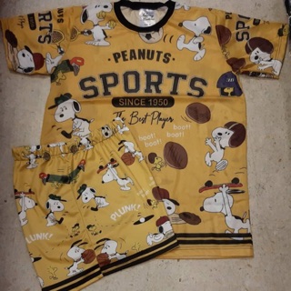 เซทเสื้อยืด &amp; กางเกงขาสั้นเอวสูงลาย snoopy yellow