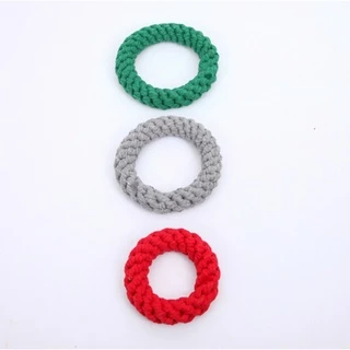 PP-174 เชือกกัดเล่นสุนัข ทรงวงกลม – ของเล่นถักมือ สีสันสดใส เคี้ยวเพลิน
