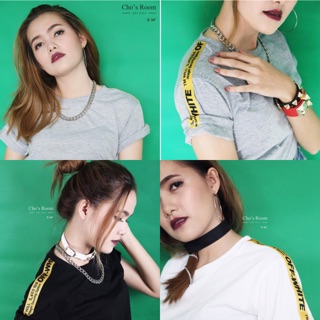 ❤️ งาน OFF-White มาแล้วจ้าาา เสื้อยืดผ้าคอตตอนแถบเหลือง