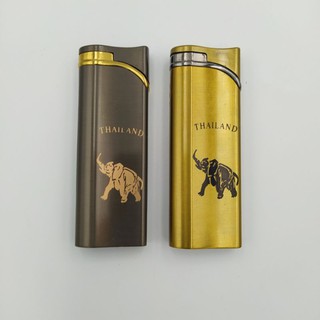 ไฟแช็คแก๊ส ไฟฟู่ ลายช้าง THAILAND มี สีเทา และสีทอง Chang lighter