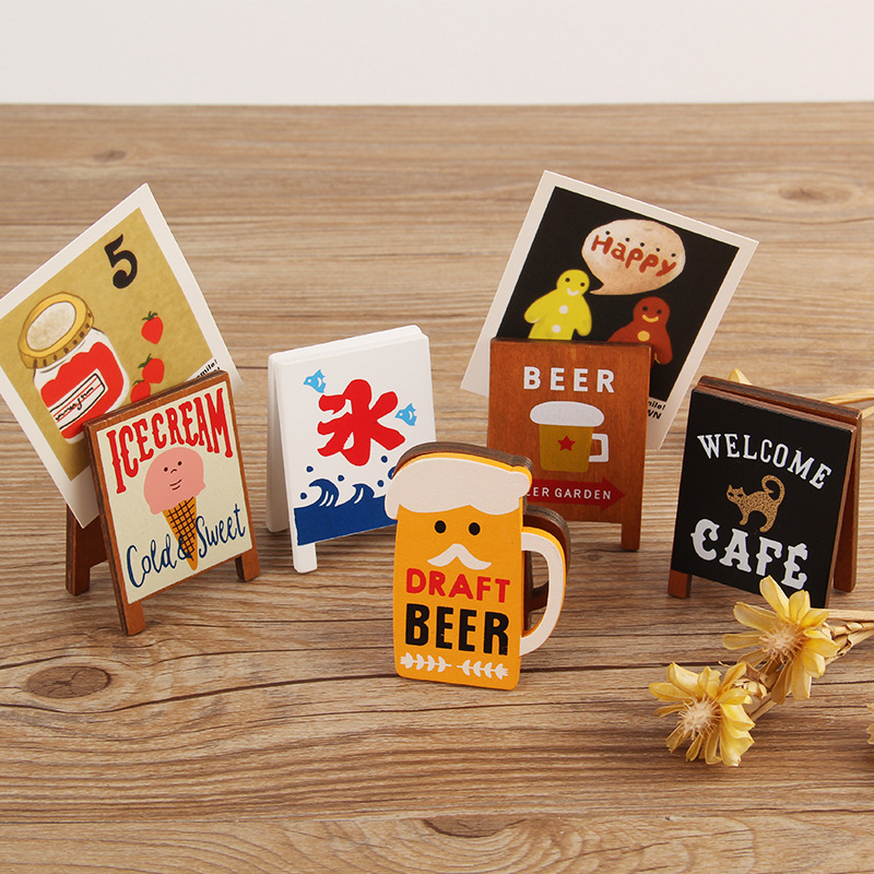 JAPAN WOODEN MEMO CLIP beer สไตล์ญี่ปุ่น ไม้ บันทึก โฟลเดอร์ข้อความ ร้านกาแฟ เบียร์ ไอศครีมโคน ลงชื่อ ที่ใส่นามบัตร