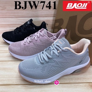 Baoji BJW  741 รองเท้าผ้าใบ ออกกำลังกาย (37-41) สีดำ/เทา/ม่วง ซก